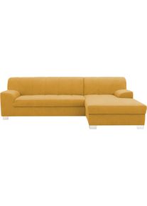 Ecksofa OTTO HOME "Lolland", gelb (curry), B:241cm H:79cm T:146cm, 100% Polyester, Sofas, Ecksofa, Wahlweise mit Bettfunktion, L-Form oder U-Form, moderne Steppung