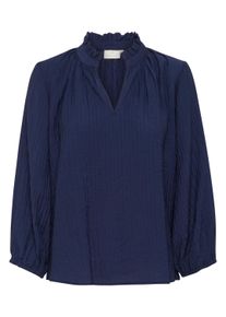 Langarmbluse Kaffe "Langarm-Bluse KAlena", Damen, Gr. 44, blau (midnight marine), Obermaterial: 80% Viskose CV. 20% Nylon NY., Blusen Langarmbluse