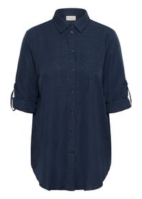 Langarmbluse Kaffe CURVE "Damen Langarm-Bluse KCellie", Damen, Gr. 46, blau (mood indigocc), Obermaterial: 100% Polyester PES., Blusen Langarmbluse