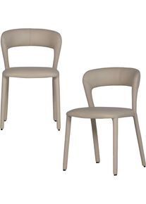 Esszimmerstuhl Woood "Noble mit vollgepolstertem Gestell, B 51 x T 56 x H 76 cm (2er-Set)", beige, B:51cm H:76cm T:56cm, Holzwerkstoff, St&uuml;hle, Esszimmerstuhl, (Set, 2 St)Tragkraft 120 kg, Kunstleder Sehr hohe Verschlei&szlig;festigkeit