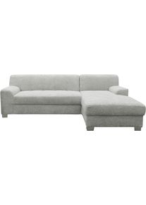Ecksofa OTTO HOME "Lolland", grau (silber), B:241cm H:79cm T:146cm, 100% Polyester, Sofas, Ecksofa, Wahlweise mit Bettfunktion, L-Form oder U-Form, moderne Steppung