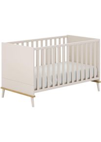 Babybett YUNY BY PAIDI "HAZEL 70x140cm in Beige, umbaubares Kinderbett mit Massivholz", cashmere, beige, eiche, montana, B:146cm H:85cm T:77cm, Holzwerkstoff, Massivholz, Babybetten, Babybett, Gitterbett 4-fach h&ouml;henverstellbar, entnehmbare Sprossen, Juniorbett