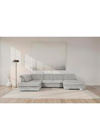 Wohnlandschaft DIE PLANBAR "MP-IN17004 U-Form, Breite 382 cm", grau, B:382cm H:84cm T:260cm, 88% Polyester, 12% Polyamid, Sofas, Wohnlandschaft, Federkernpolsterung, inkl. Sitztiefenverstellung