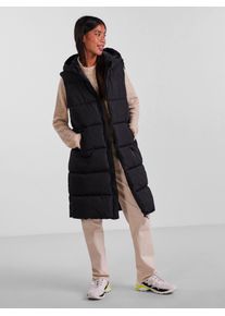 Steppweste Pieces "PCBEE NEW LONG PUFFER VEST NOOS BC", Damen, Gr. M, schwarz, Steppware, Obermaterial: 100% Polyester, unifarben, knielang, Westen Steppweste