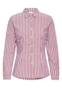 Langarmhemd Ichi "Langarm IHDIMA", Damen, Gr. 40, N-Gr, rot (rhododendron striped), Obermaterial: 77% Baumwolle CO. 20% Nylon NY. 3% Elasthan EL., Hemden Langarmhemd