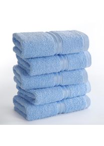 Gaestehandtuecher HAMMETEX "5er Set, 30x50 cm, weich & saugstark, 100% Baumwolle", blau (hellblau), B:30cm L:50cm, Frottier, Frottee, Handt&uuml;cher, Gaestehandtuecher, mit Bord&uuml;re, einfarbig, Schlaufe, 100% Baumwolle Frottee