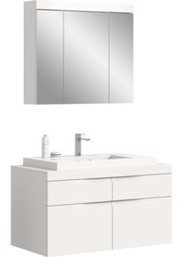 Badm&ouml;bel-Set OTTO HOME "MAOI, 2-teilige Badkombination, hochwertige MDF Front", we&szlig;, wei&szlig; matt, B:100cm H:194cm T:50cm, Holzwerkstoff, MDF, Spiegelglas, Kastenm&ouml;bel-Sets, Badm&ouml;bel-Set, Bad-Kombination, Bad-M&ouml;bel, Badezimmer, Kombination, Kombi