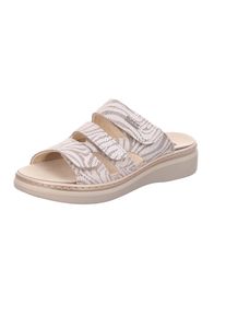 Pantolette Rohde "Abano", Damen, Gr. 38, beige (naturfarben), Veloursleder, Schuhe Pantolette, Komfortschuh, Klettschuh mit Keilabsatz