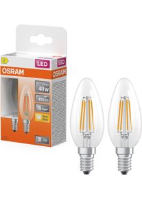 Osram LED-Leuchtmittel "LED-Lampe Star Kerzenform B40", Energieeffizienz: D, klar, L:10cm &Oslash;:3,5cm, Leuchtmittel, LED-Leuchtmittel