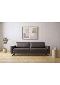 3-Sitzer Home Affaire "Maxi-Ausf&uuml;hrung Pinto, 236 cm, Cord, Chenille, Lederoptik", grau (anthrazit), B:236cm H:85cm T:97cm, Kunstleder (65% Polyester, 35% Lederfasern);Cord (92% Polyester, 8% Polyamide), Sofas, 3-Sitzer, mit Keder, schwarze Metallf&uuml;&szlig;e, Wellenunterfederung