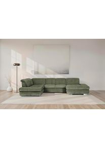 Wohnlandschaft DIE PLANBAR "MP-IN17004 U-Form, Breite 382 cm", forest, B:382cm H:84cm T:260cm, 88% Polyester, 12% Polyamid, Sofas, Wohnlandschaft, Federkernpolsterung, inkl. Sitztiefenverstellung