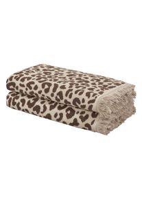 Strandtuch OTTO HOME "Tiffani, Leopardenmuster, Premium Strandt&uuml;cher 2-tlg, 500 gr/m&sup2;", beige, B:180cm L:90cm, Frottier, Obermaterial: 100% Baumwolle, Handt&uuml;cher, Strandtuch, 90x180 cm, Animal Print, Leo, modern, Urlaub, mit Fransen, Topseller