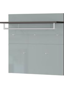 Garderobenpaneel Germania "Oakland mit Glasfront", grau (graphit, silbergrau), B:97cm H:96cm T:30cm, Glas, Metall, Garderobenpaneele, Garderobenpaneel, Breite: 97 cm, mit Ablageboden, Stange und Haken aus Metall
