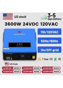 SUMRY 3600w Hybrid Pure Sine Wave Inverter 24v Dual Output 120v on/off Grid Solar Inverter 50/60hz Short-circuit Protection