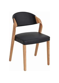 Voglauer Stuhl, Schwarz, Eichefarben, Holz, Leder, Echtleder, Rindleder, Altholz, Eiche, massiv, eckig, 53x82x57 cm, Goldenes M, Made in Austria, Lederauswahl, Stoffauswahl, stapelbar, Esszimmer, St&uuml;hle, Esszimmerst&uuml;hle