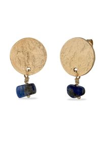 Paar Ohrstecker Elli "Ohrringe Ohrstecker Pl&auml;ttchen Lapis Lazuli Blau 925 Sterling Silber Vergoldet" Gr. 20, gold, Ohrringe, Damen, 20, Silber 925 (Sterlingsilber), Paar Ohrstecker