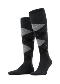 Kniestr&uuml;mpfe Burlington "King", Herren, Gr. 40-46, schwarz-wei&szlig; (new grau), Baumwollmischung, Argyle-Muster, Socken Kniestr&uuml;mpfe, Einheitsgr&ouml;&szlig;e 40-46, Argyle-Muster, gek&auml;mmte Baumwolle