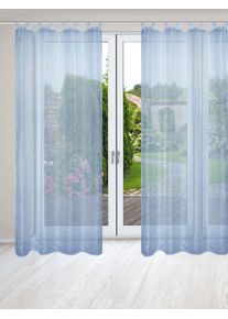 Vorhang Home Wohnideen "NESSI 2er Pack" Gr. 1, blau, B:135cm H:245cm, Polyester, Gardinen, Vorhang, Uni, Voile, transparent, Schlaufen inkl. Zugband, 2er Pack
