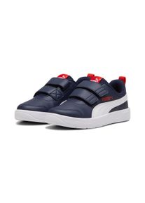 Sneaker Puma "COURTFLEX V3 V PS", M&auml;dchen, Gr. 35, Textil, blau (Puma navy, Puma wei&szlig;, Puma rot), Synthetik, Schuhe Sneaker, f&uuml;r vielseitige Aktivit&auml;ten, mit Textil-Innenfutter