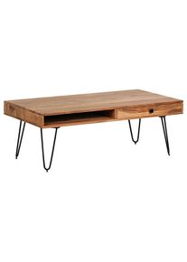 Mid.you , Akaziefarben , Holz , Akazie , massiv , 2 Schublade(n) Schubladen , rechteckig , 60x40x110 cm , Stauraum, offenes Fach, einfacher Aufbau ,