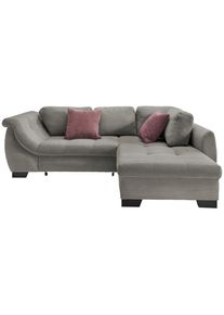 Mid.you , Graubraun , Textil , Buche , Streifen , F&uuml;llung: Schaumstoff,Schaumstoff,Schaumstoff , L-Form, Ottomane rechts , 250x190 cm , Made in EU , Liegefunktion, Schlafen auf Sitzh&ouml;he ,