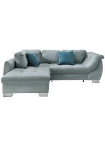 Mid.you , Blau , Textil , Buche , Streifen , F&uuml;llung: Schaumstoff,Schaumstoff,Schaumstoff , Ottomane links, L-Form , 250x190 cm , Made in EU , Liegefunktion, Schlafen auf Sitzh&ouml;he ,
