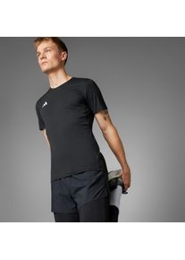 Laufshirt adidas Performance "ADIZERO E TEE", Herren, Gr. M, schwarz, Obermaterial: 100% Polyester, normal, Rundhals, Shirts Laufshirt