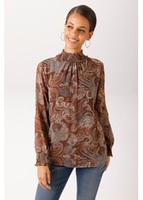 Schlupfbluse Aniston CASUAL, Damen, Gr. 46, braun (braun, sand, petrol, hellbraun, zimt), Chiffon, Obermaterial: 100% Polyester. Futter: 95% Viskose, 5% Elasthan, Paisley, bedruckt, gemustert, figurumspielend h&uuml;ftbedeckend, Smokb&uuml;ndchen mit Gummizug, Blusen Schlupfbluse, mit farbharmonischem Paisley-Muster - NEUE KOLLEKTION