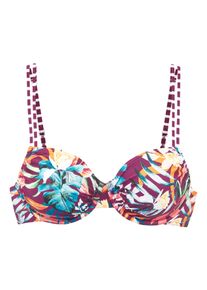 B&uuml;gel-Bikini-Top Venice Beach "Cadu", Damen, Gr. 40, Cup D, bunt (bordeaux bedruckt), Obermaterial: 84% Polyamid, 16% Elasthan. Futter: 92% Polyester, 8% Elasthan, Bikini-Oberteile B&uuml;gel-Bikini-Top, mit stylischen Doppeltr&auml;gern