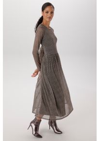 Midikleid Aniston SELECTED, Damen, Gr. 48, N-Gr, sanftes wei&szlig;, schwarz, Mesh, Jersey, Obermaterial: 95% Polyester, 5% Elasthan. Futter: 95% Viskose, 5% Elasthan, bedruckt, gemustert, gepunktet, figurumspielend wadenlang, Rundhals, Kleider Midikleid, in Mesh-Qualit&auml;t und Gummizug in der Taille - NEUE KOLLEKTION