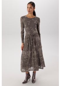 Midikleid Aniston SELECTED, Damen, Gr. 48, N-Gr, grau (taupe, helltaupe), Mesh, Jersey, Obermaterial: 95% Polyester, 5% Elasthan. Futter: 100% Polyester, Mesh, gebl&uuml;mt, gemustert, transparent, unifarben, wadenlang, Rundhals, Kleider Midikleid, in florale Ausbrenner-Optik und Mesh-Qualit&auml;t - NEUE KOLLEKTION