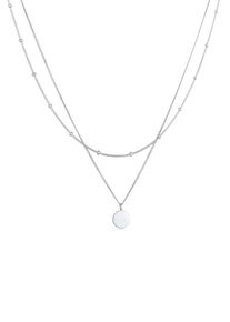 Silberkette Elli "Halskette 2-lagig Layer Pl&auml;ttchen Kreis 925 Silber" Gr. 42, silber, Halsketten, Damen, Silber 925 (Sterlingsilber), Silberkette