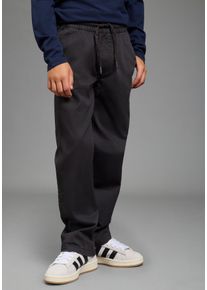 Schlupfhose Kidsworld "Twillhose in Schlupfform", Jungen, Gr. 152, N-Gr, anthrazit, Web, Obermaterial: 98% Baumwolle, 2% Elasthan, unifarben, Basic lang, Hosen Schlupfhose, gerade Passform, mit innenliegendem Gummizug im Bund