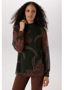 Schlupfbluse Aniston SELECTED, Damen, Gr. 42, schwarz, kupfer, braun, oliv, Netz;Jersey;Single Jersey, Obermaterial: 95% Polyester, 5% Elasthan. Futter: 95% Viskose, 5% Elasthan, bedruckt, gebl&uuml;mt, gemustert, l&auml;ssig geschnitten h&uuml;ftbedeckend, Smokb&uuml;ndchen, Blusen Schlupfbluse, Meshware und Body blickdicht unterlegt - NEUE KOLLEKTION
