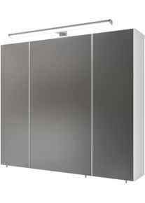 Badezimmerspiegelschrank SAPHIR "Spiegelschrank Serie 3006 inkl. LED-Beleuchtung, 3 T&uuml;ren", wei&szlig;, B:80cm H:73cm T:18cm, Holzwerkstoff, Schr&auml;nke, Badezimmerspiegelschrank, Badschrank 80 cm breit, inkl. Steckdose und T&uuml;rd&auml;mpfer
