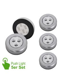 Briloner Leuchten LED Unterbauleuchte "LED Push Light, titanfarbig, 5er-Set, je 3xLED", grau (titanfarbig), Leuchten, LED Unterbauleuchte