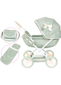 Puppenwagen BAYER "Cosy", gr&uuml;n mit bl&uuml;mchen, Puppenwagen, KinderB:34cm H:58cm T:63cm, Kunststoff, Metall, Stoff, Puppenwagen, mit Wickeltasche, B:34cm H:58cm T:63cm