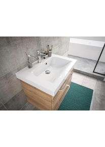 Waschtisch SAPHIR "Serie Balto Mineralmarmor-Waschtisch mit Unterschrank, 64,4 cm breit", braun (riviera eiche quer nachbildung, riviera eiche quer nachbildung), B:64,4cm H:55,6cm T:46cm, Waschtische, Waschtisch, Waschplatz mit 2 Schubladen, Badschrank in verschiedenen Ausf&uuml;hrungen