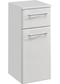 Unterschrank SAPHIR "Quickset 376 Badschrank, 1 T&uuml;r, 1 Schublade, Wei&szlig; Hochglanz", wei&szlig;, B:30cm H:72cm T:33cm, Holzwerkstoff, Schr&auml;nke, Unterschrank, Badezimmerm&ouml;bel 30 cm breit, inkl. T&uuml;rd&auml;mpfer, Griffe Chrom Glanz
