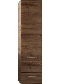 Midischrank SAPHIR "Quickset Badschrank 35 cm breit, 1 T&uuml;r, 2 Schubladen, 2 Einlegeb&ouml;den", braun (eiche ribbeck, eiche ribbeck), B:35cm H:136,1cm T:33cm, Holzwerkstoff, Schr&auml;nke, Midischrank, Badezimmer-Midischrank inkl. T&uuml;rd&auml;mpfer, Griffe in Chrom gl&auml;nzend