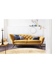 Recamiere Home Affaire "Beatrice, bequem und zeitlos elegant, Breite 223cm", gelb (curry), B:223cm H:84cm T:95cm, Samtoptik (100 Polyester), Sofas, Recamiere, Recamiere links oder rechts, passend zur "Beatrice"-Serie