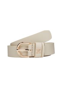 Lederg&uuml;rtel Tommy Hilfiger "ESSENTIAL EFFORTLESS 2.5 cm breit GOLD", Damen, Gr. 125, wei&szlig; (sugarcane), Rindsleder, unifarben, G&uuml;rtel Lederg&uuml;rtel, Logoemblem, weiche Haptik, ovale Einfachdornschlie&szlig;e