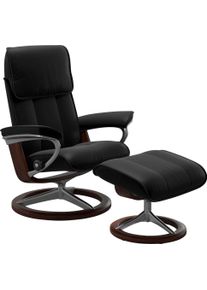 Relaxsessel stressless "Admiral", schwarz (schwarz batick), B:84cm H:100cm T:73cm, Leder BATICK: BATICK ist ein leicht korrigiertes, durchgef&auml;rbtes und genarbtes M&ouml;belleder, bei dem die meisten Unebenheiten und Spuren in der Regel entfernt wurden., Sessel, Relaxsessel, mit Signature Base, Gr&ouml;&szlig;e M & L, Gestell Braun