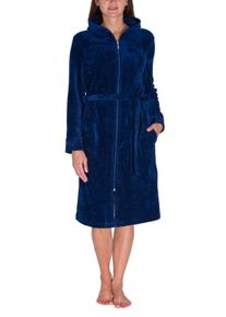 Damenbademantel AQUARTI "Bademantel Aquarti Damen Bademantel mit Rei&szlig;verschluss Lang" Gr. XL, blau (dunkelblau), XL, Obermaterial: 40% Baumwolle CO. 40% Viskose CV. 20% Polyester PES., Hausm&auml;ntel, Damenbademantel