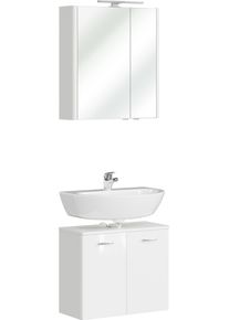 Badm&ouml;bel-Set SAPHIR "2-teilig, Waschbeckenunterschrank mit Spiegelschrank", wei&szlig; (wei&szlig; glanz), B:60cm H:200cm T:33cm, Kastenm&ouml;bel-Sets, Badm&ouml;bel-Set