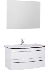 Badm&ouml;bel-Set SAPHIR "3040", wei&szlig; (wei&szlig; glanz, wei&szlig; glanz), B:90cm, Kastenm&ouml;bel-Sets, Badm&ouml;bel-Set, Breite 90 cm