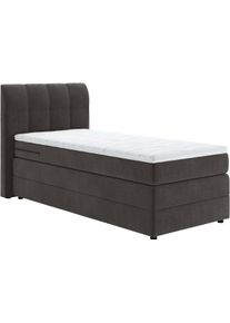 Boxspringbett Home Affaire "Finja", grau (anthrazit), B:105cm L:211cm, Komplettbetten, Boxspringbett, besonders komfortable Liegeh&ouml;he, mit praktischem Bettkasten