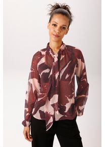 Schlupfbluse Aniston CASUAL, Damen, Gr. 46, rot (bordeaux, beige, schwarz), Chiffon, Obermaterial: 100% Polyester, bedruckt, gemustert, leicht transparent, figurumspielend h&uuml;ftlang, V-Ausschnitt, Raglan&auml;rmel elastischer Bund mit Gummizug, Blusen Schlupfbluse, mit trendfarbenem, grafischen Muster - NEUE KOLLEKTION