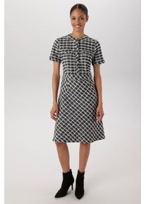 Etuikleid Aniston SELECTED, Damen, Gr. 48, N-Gr, schwarz, wei&szlig;, silber, Boucl&eacute;, Obermaterial: 47% Polyester, 46% Baumwolle, 6% Viskose, 1% metallisierte Fasern, Glanzfaden, Jacquardmuster, kariert, meliert, figurumspielend kniebedeckend, Rundhals, Kleider Etuikleid, aus Boucl&eacute;-Jacquard-Qualit&auml;t - NEUE KOLLEKTION