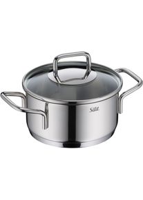 Bratentopf Silit "Extra Cook, mit Glasdeckel", grau (edelstahl), B:18,6cm H:13,3cm L:24,1cm &Oslash;:16cm, T&ouml;pfe, Bratentopf, Silitherm Universalboden, induktionsgeeignet, sp&uuml;lmaschinengeeignet